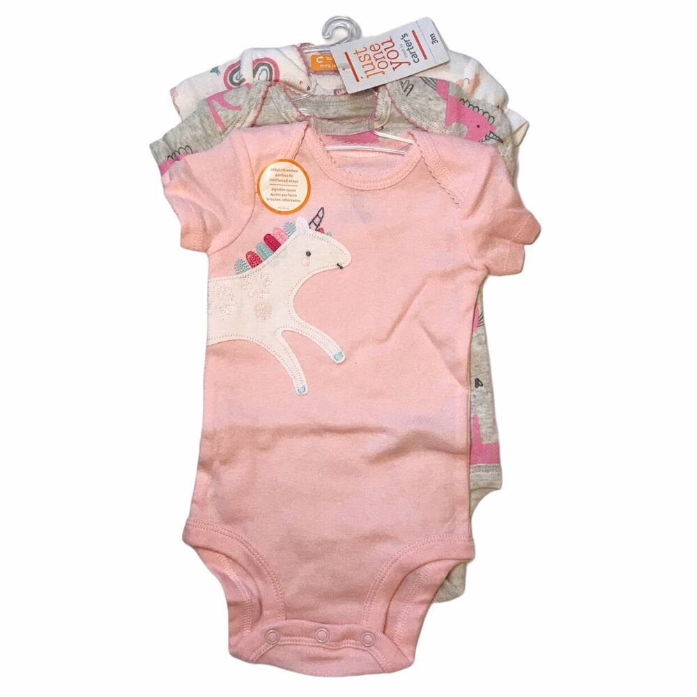 NWT Carter's Set of 3 Unicorn Onesies 3M